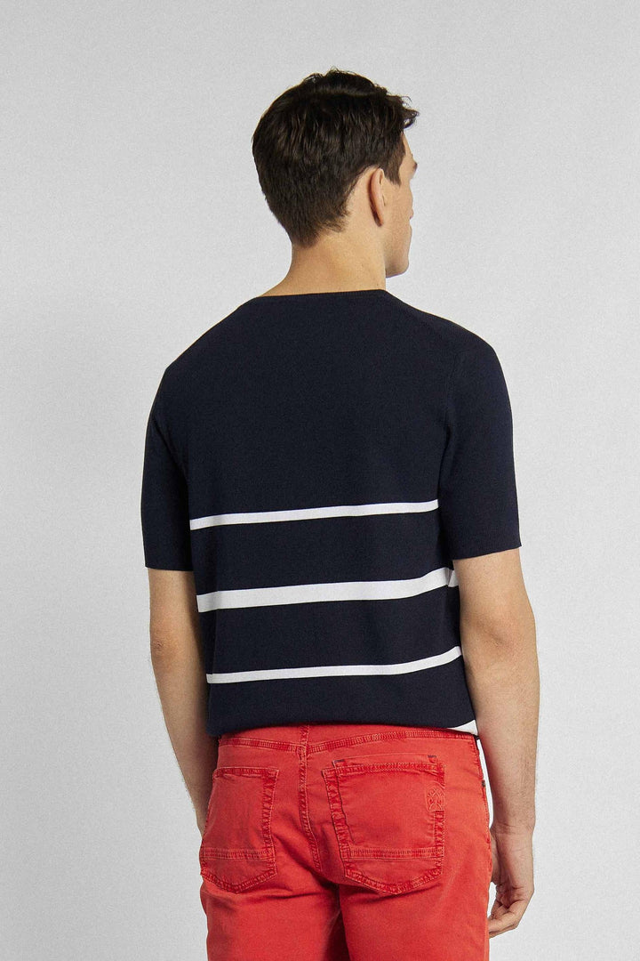 T-shirt bleu marine à rayures blanches élégantes