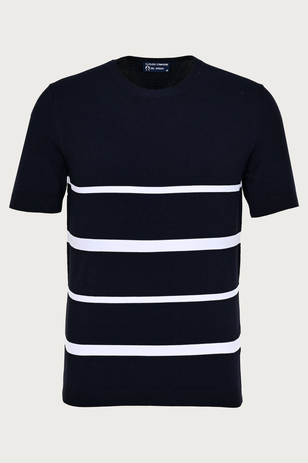 T-shirt bleu marine à rayures blanches élégantes