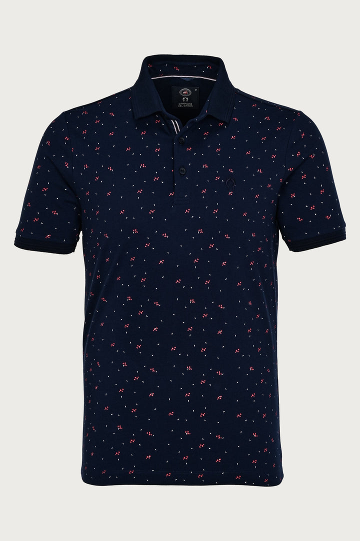 T-shirt polo met minimalistische patronen in roze en wit