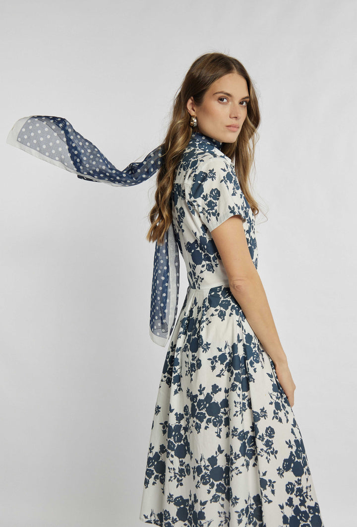 Elegantes Kurzarm-Midikleid mit Blumenmotiv