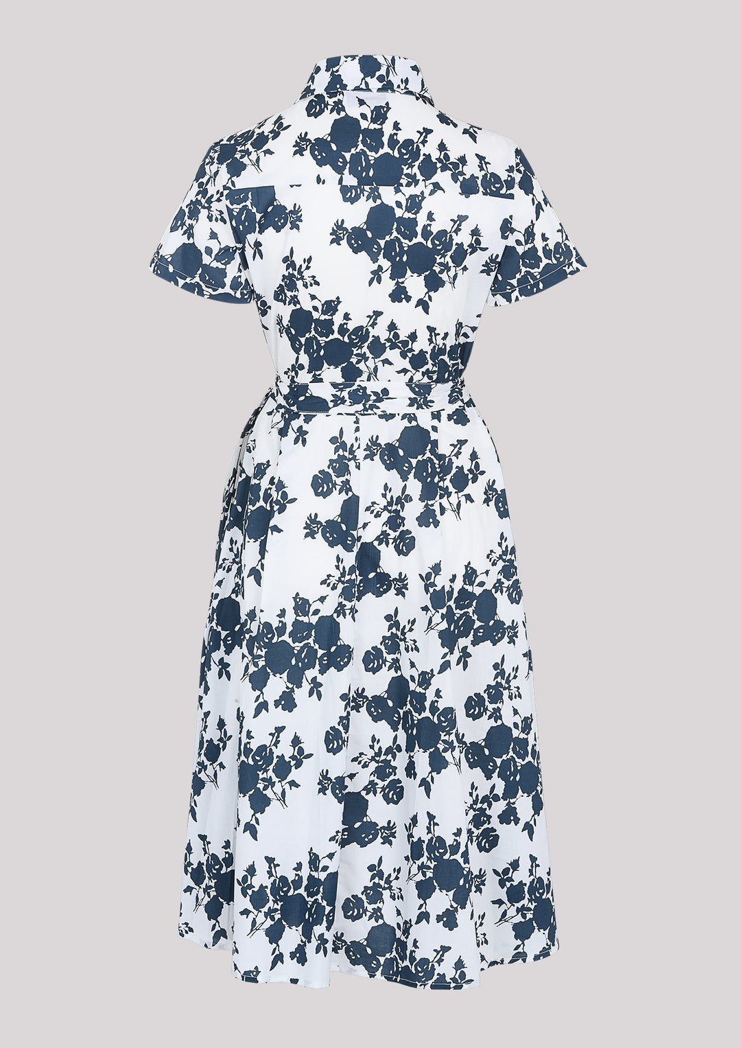 Elegant short sleeve midi dress with floral motif