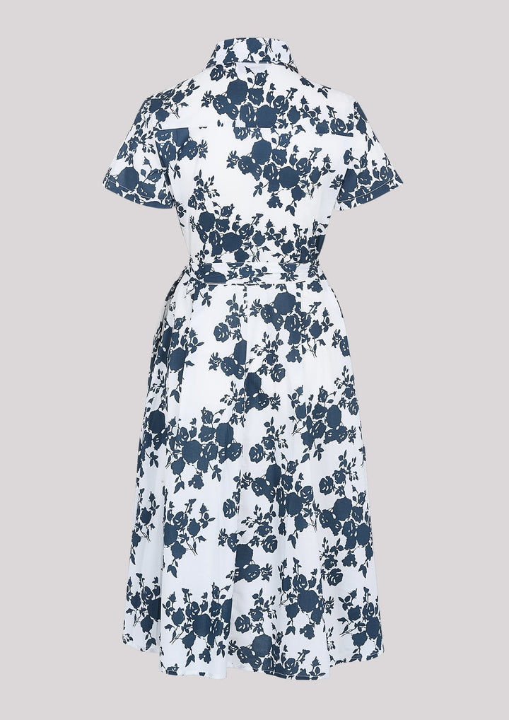 Elegant short sleeve midi dress with floral motif