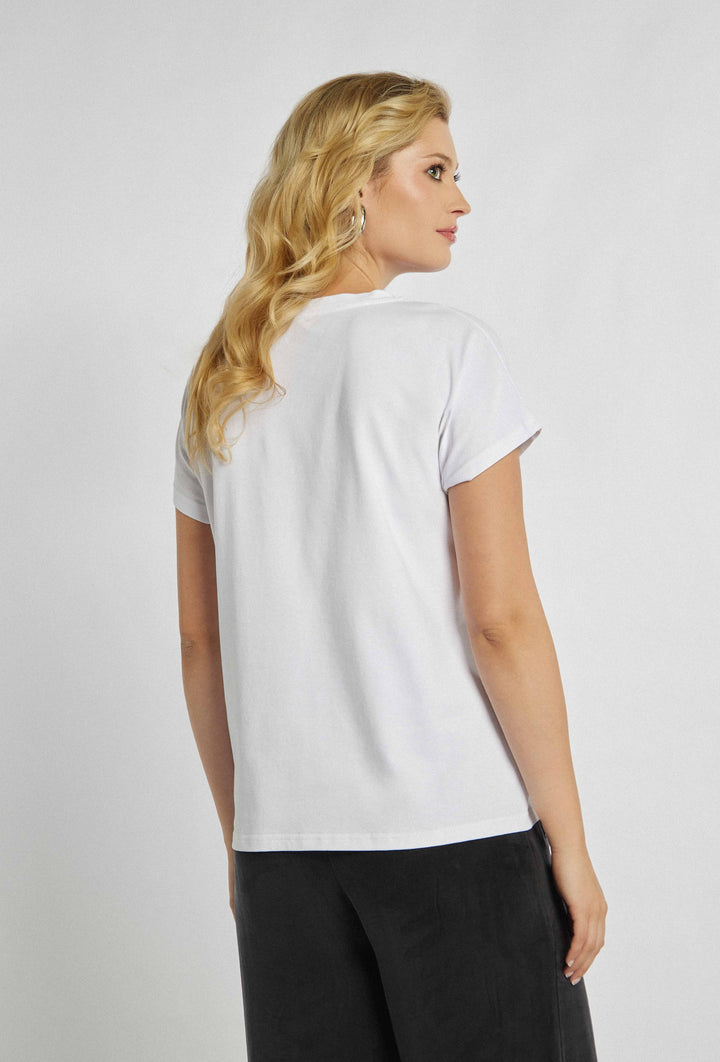 T-shirt classique avec imprimé fleur rouge