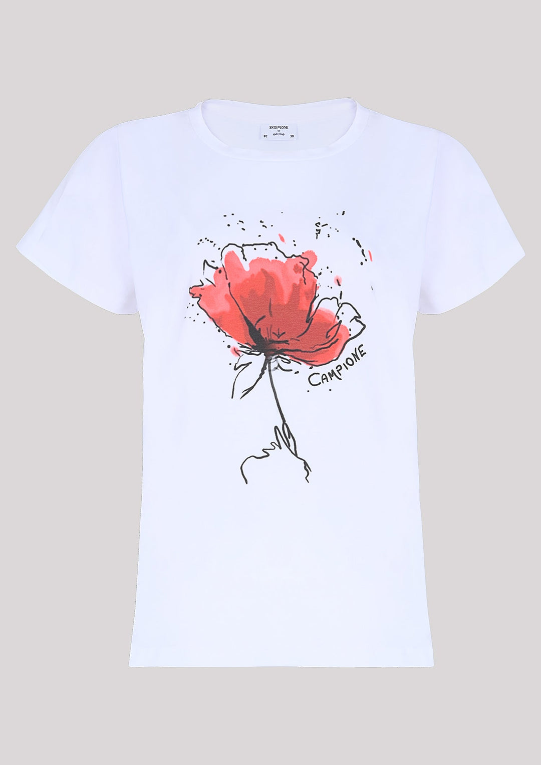 T-shirt classique avec imprimé fleur rouge