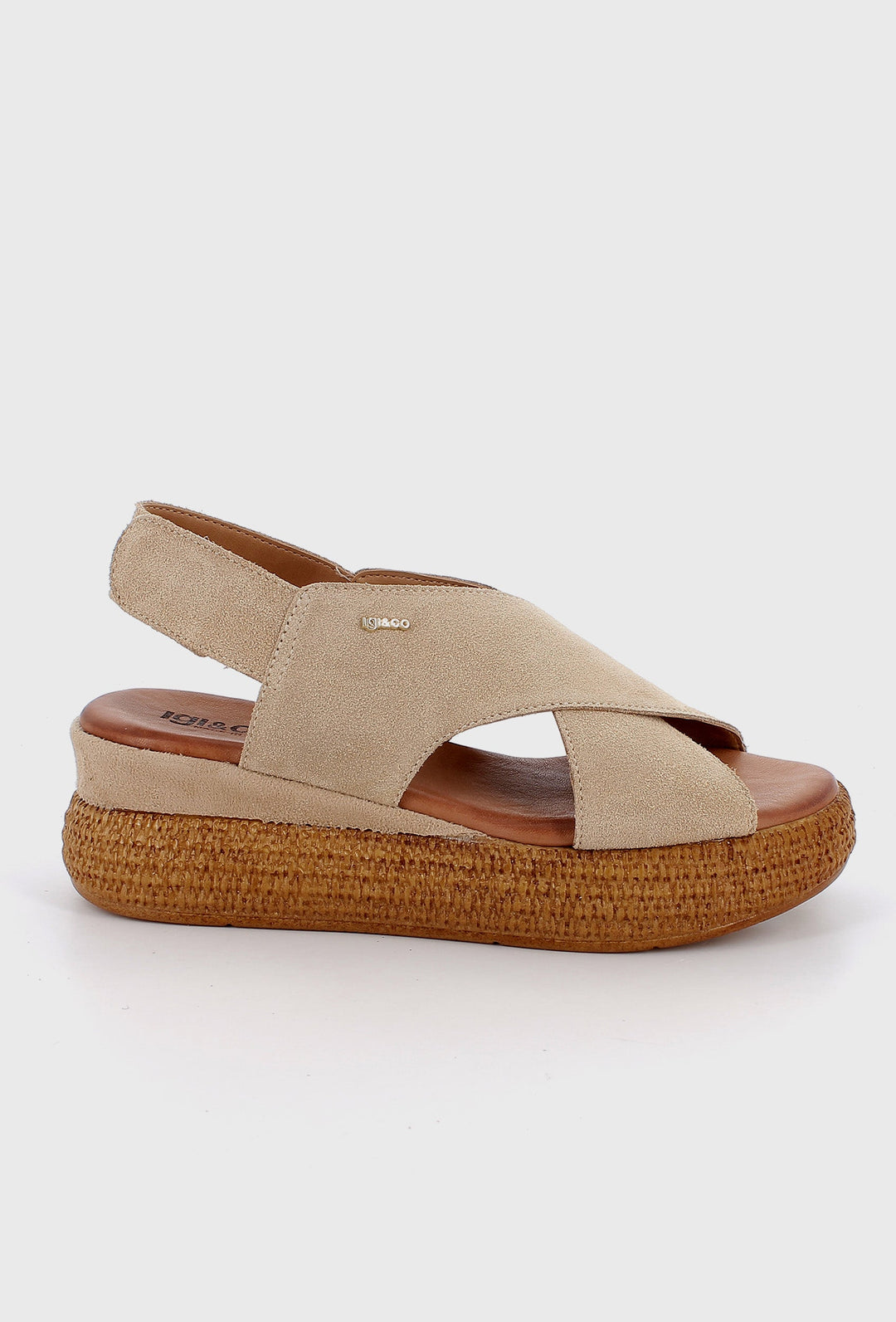 Beige Platform Sandals with Suede Straps