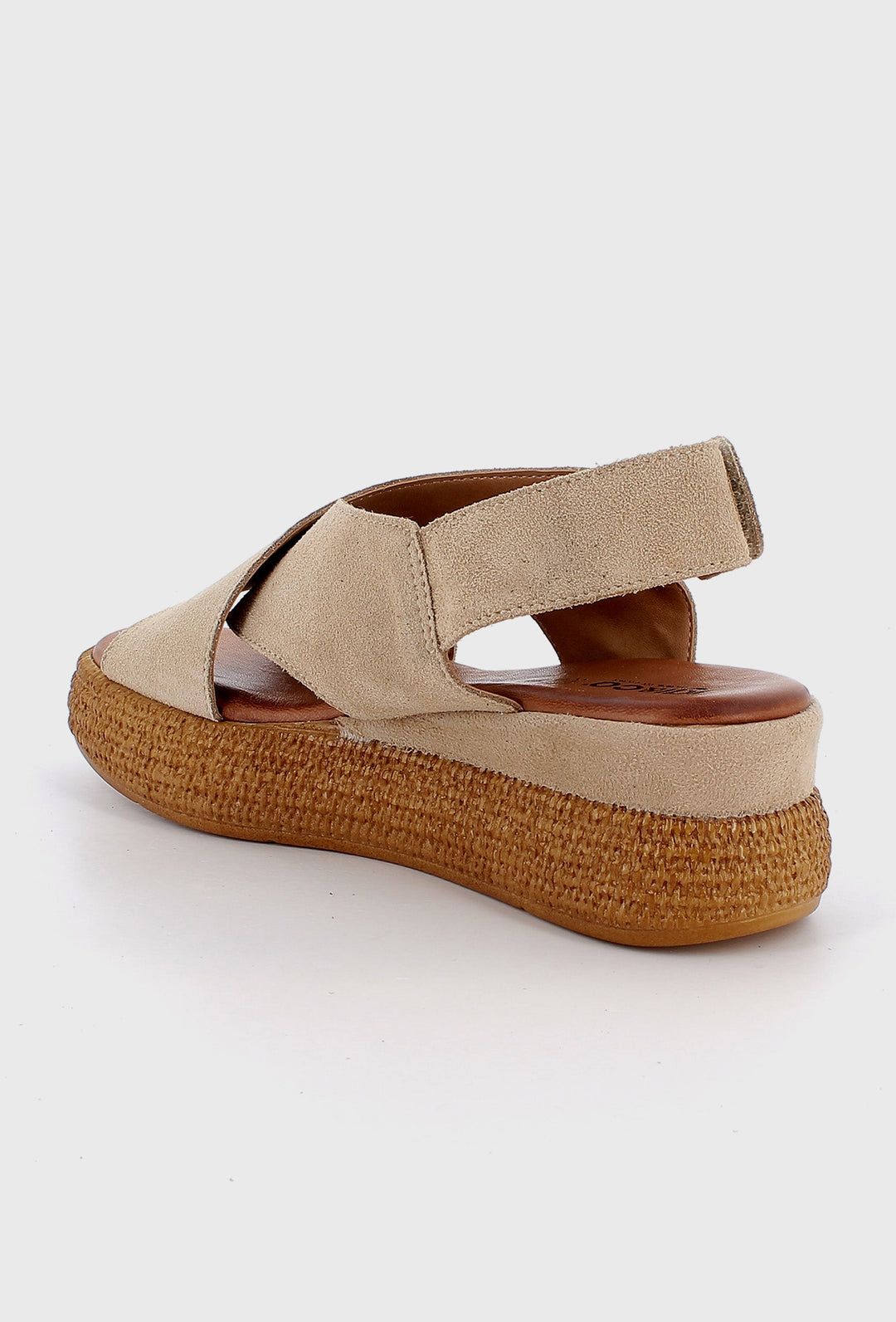 Beige Platform Sandals with Suede Straps
