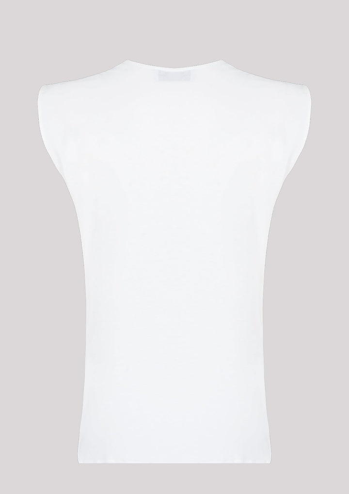 Delicate elegant blouse with short sleeves in ecru color