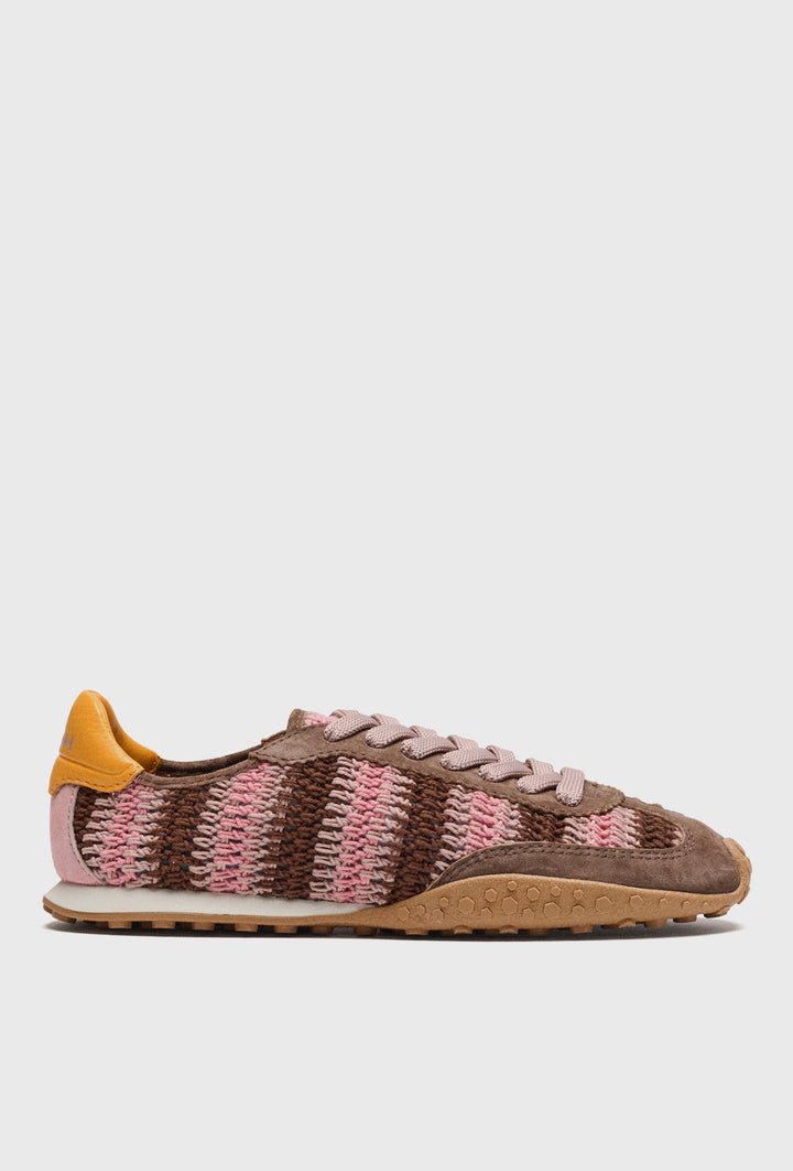 Geflochtene Sneaker in Braun und Rosa