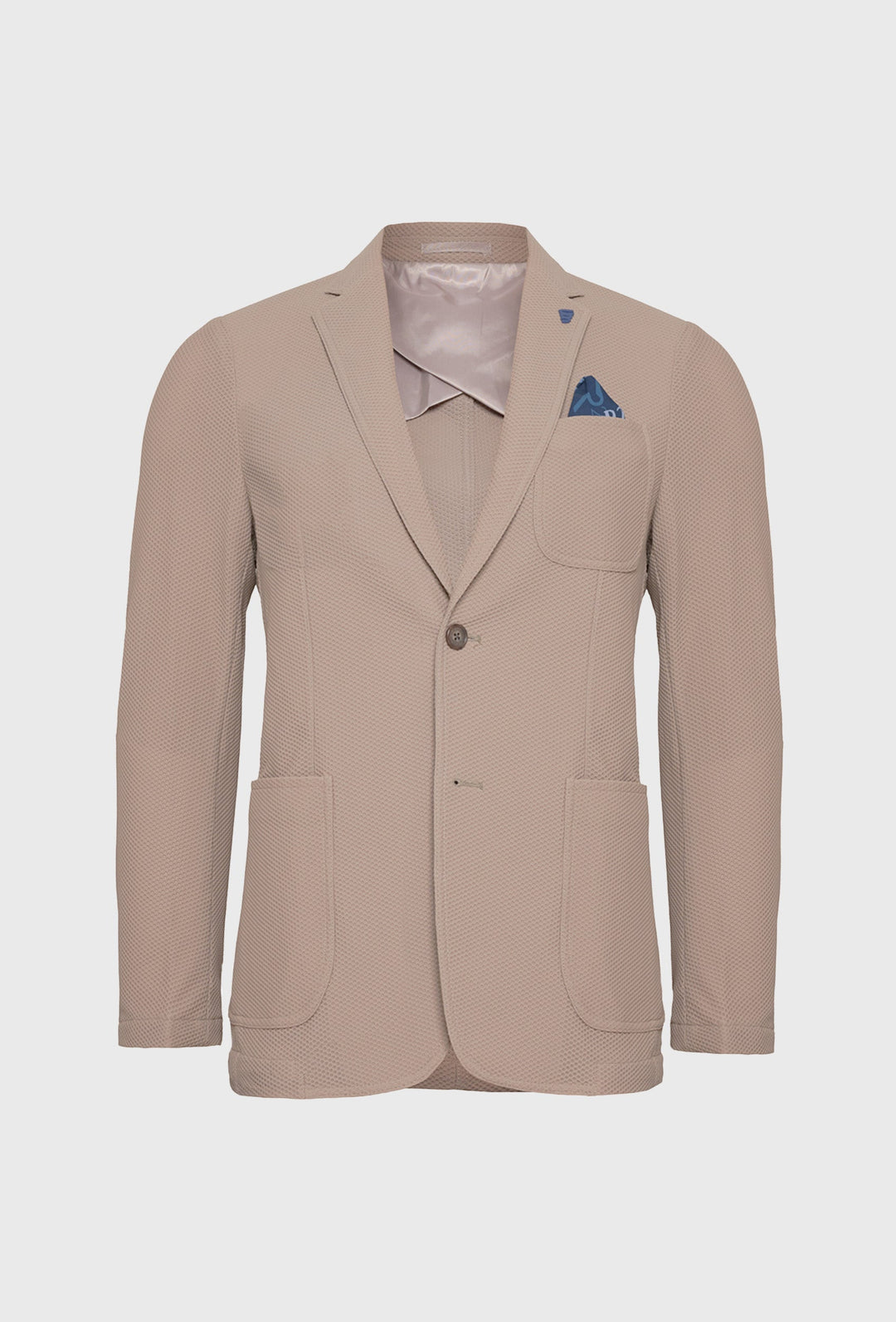 Beige Men's Blazer with Honeycomb Texture