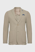 Beige Textured-Weave Suit Jacket