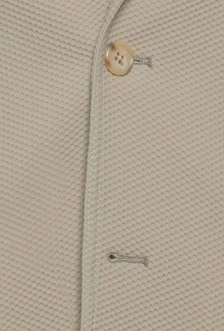 Beige Textured-Weave Suit Jacket
