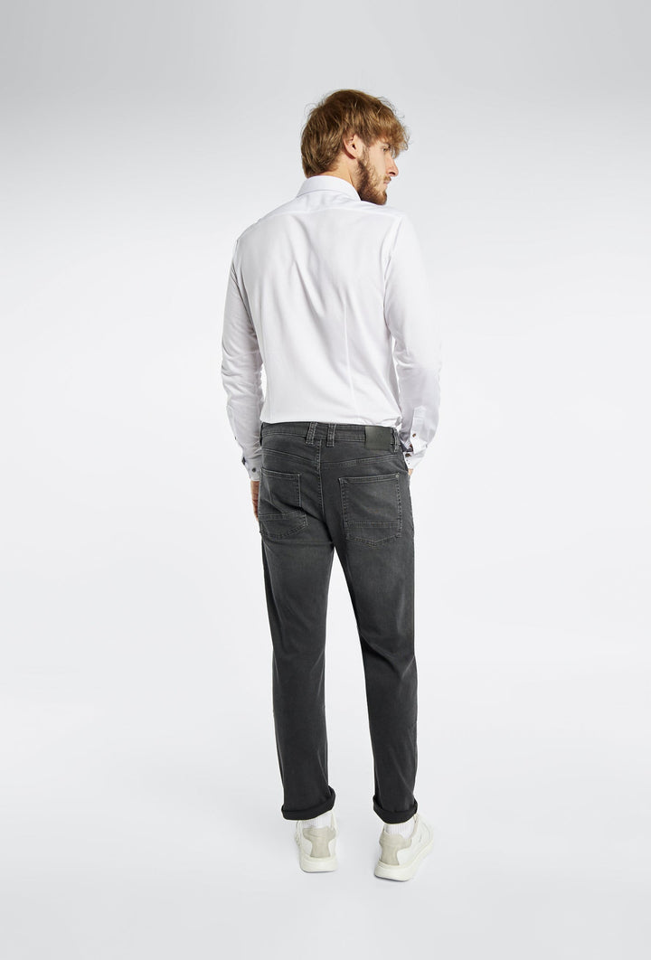 White Men's Shirt with Contrast Buttons