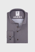 Men's Shirt with Geometric Print in Navy and Beige
