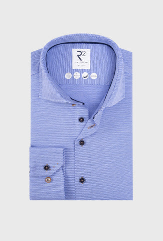 Light Blue Men's Shirt in a Subtle Knitted Weave