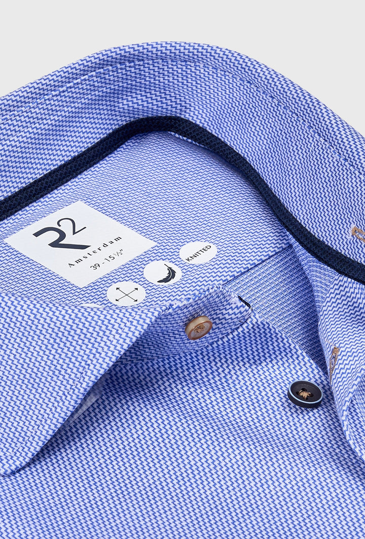 Light Blue Men's Shirt in a Subtle Knitted Weave