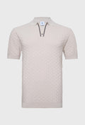 Strick-Poloshirt Beige mit Zipper