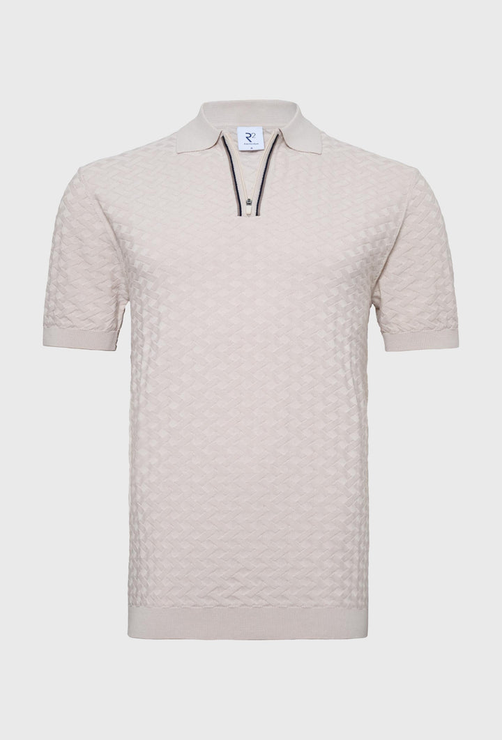 Strick-Poloshirt Beige mit Zipper
