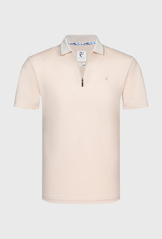 Men's Peach Polo Shirt with Zip Fastening