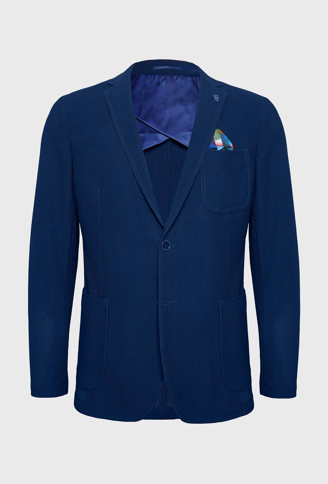 Men's Navy Suit Jacket in Bold Structured Weave