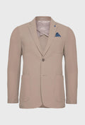 Men's Beige Suit Jacket in Honeycomb Texture