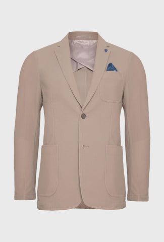 Men's Beige Suit Jacket in Honeycomb Texture