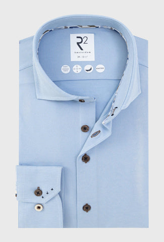 Men's Light Blue Shirt in Fine Pique Knit