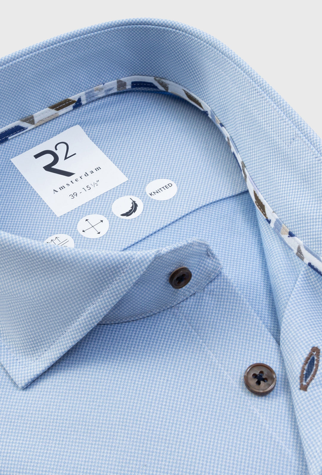 Men's Light Blue Shirt in Fine Pique Knit