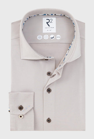 Beige Shirt in Premium Knitted Stretch Jersey