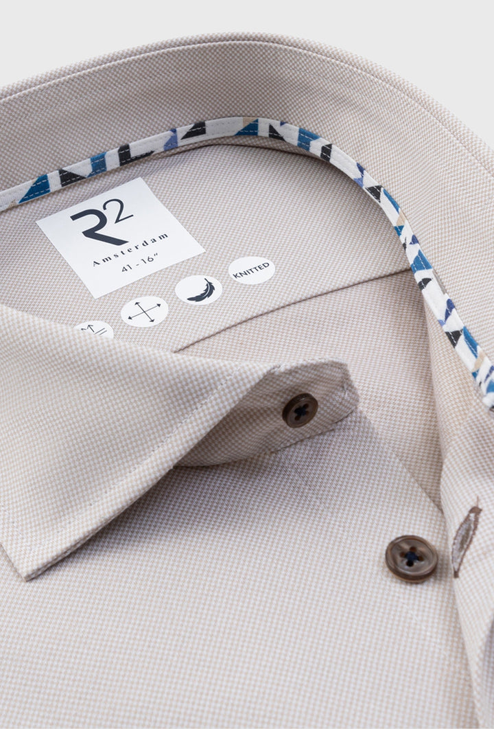 Beige Shirt in Premium Knitted Stretch Jersey