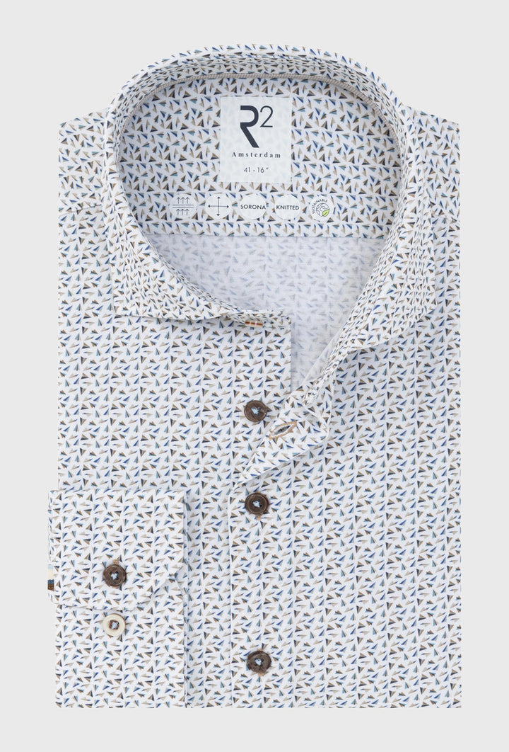 Men's Knitted Shirt with Fine Triangle Pattern