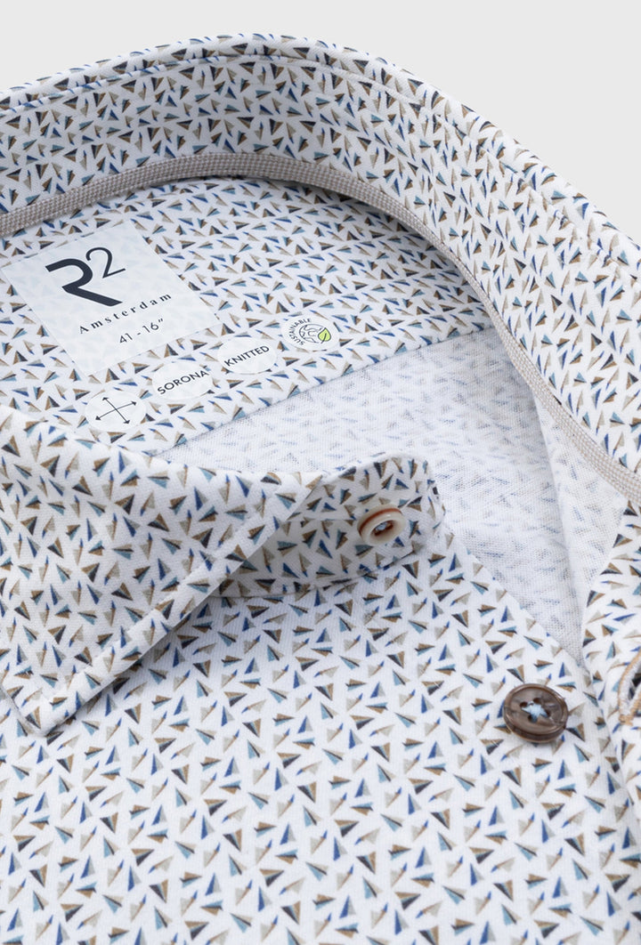 Men's Knitted Shirt with Fine Triangle Pattern