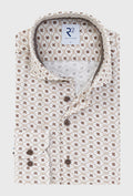 Beige Shirt with Brown Floral Pattern