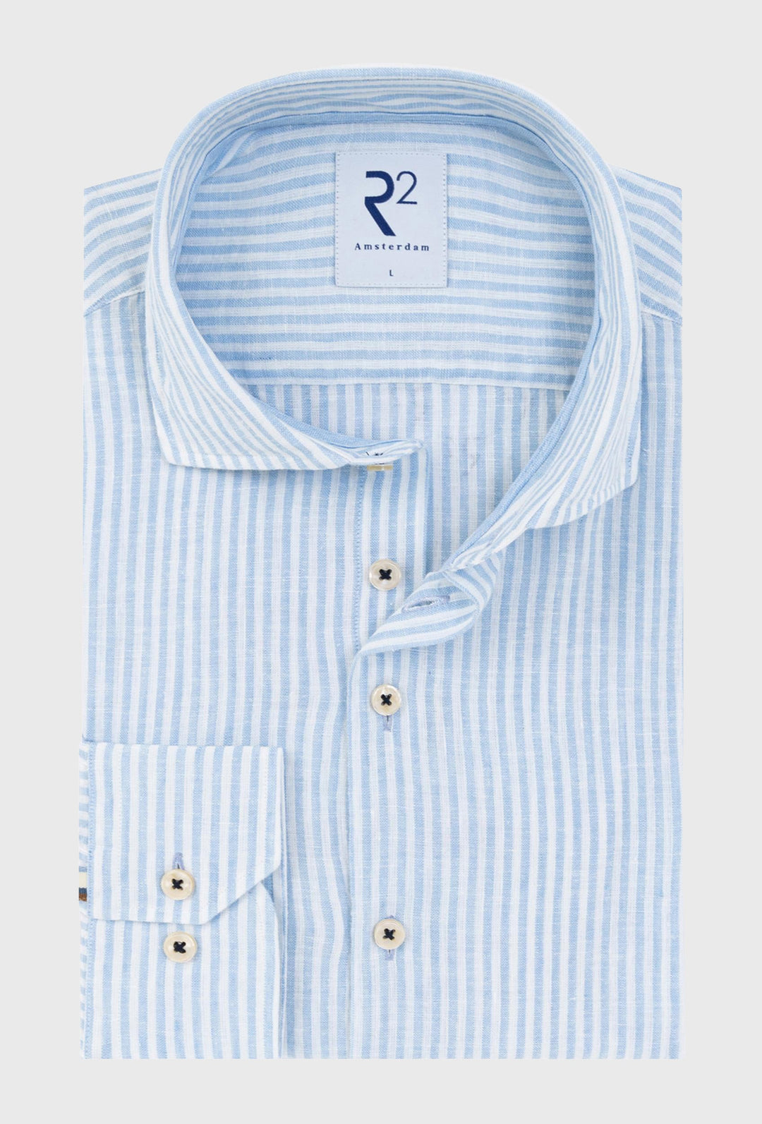 Men's Blue Shirt with Wide Vertical Stripes