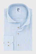 Men's Blue Shirt with Wide Vertical Stripes