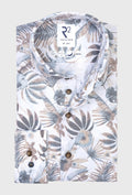Men's White Shirt in Exotic Leaf Print
