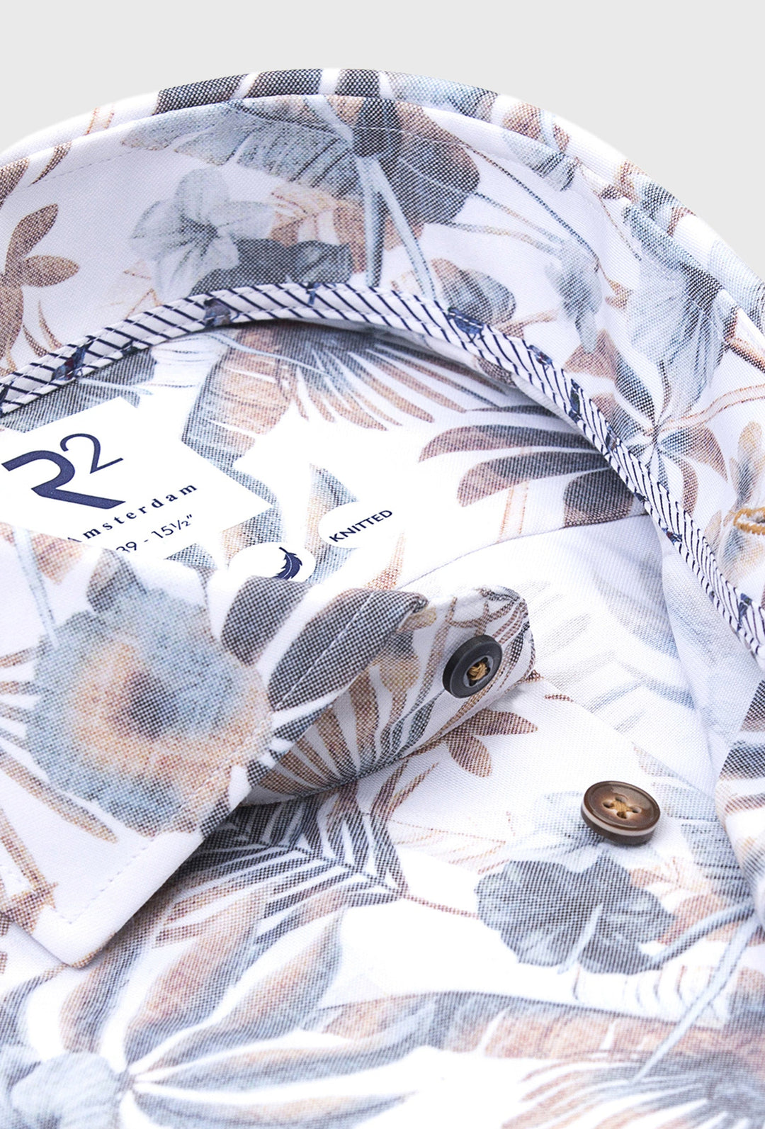 Men's White Shirt in Exotic Leaf Print