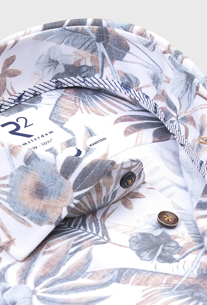 Men's White Shirt in Exotic Leaf Print