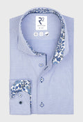 Herrenhemd in Blau mit floralem Kragensteg