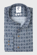 Men's Graphite Shirt with Floral Rosette Print