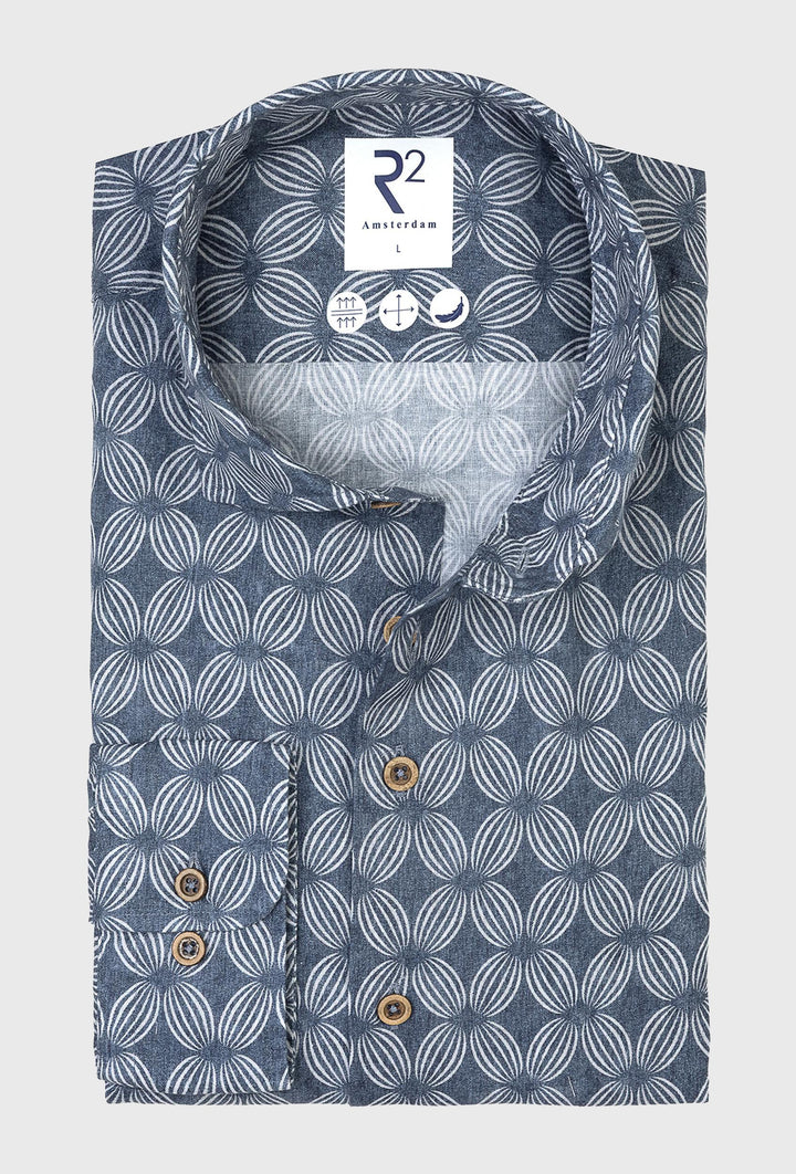 Men's Graphite Shirt with Floral Rosette Print