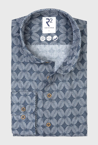 Men's Graphite Shirt with Floral Rosette Print