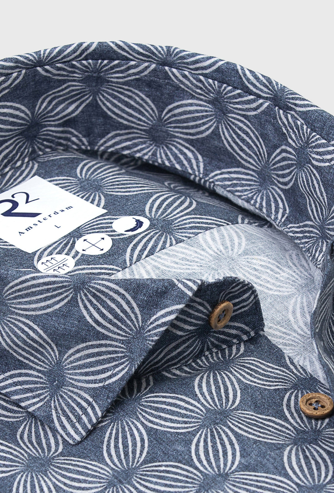 Men's Graphite Shirt with Floral Rosette Print