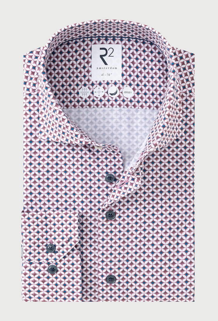 Burgundy Shirt in a Retro Geometric Print