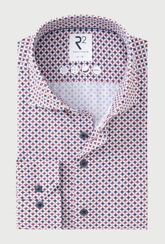 Burgundy Shirt in a Retro Geometric Print
