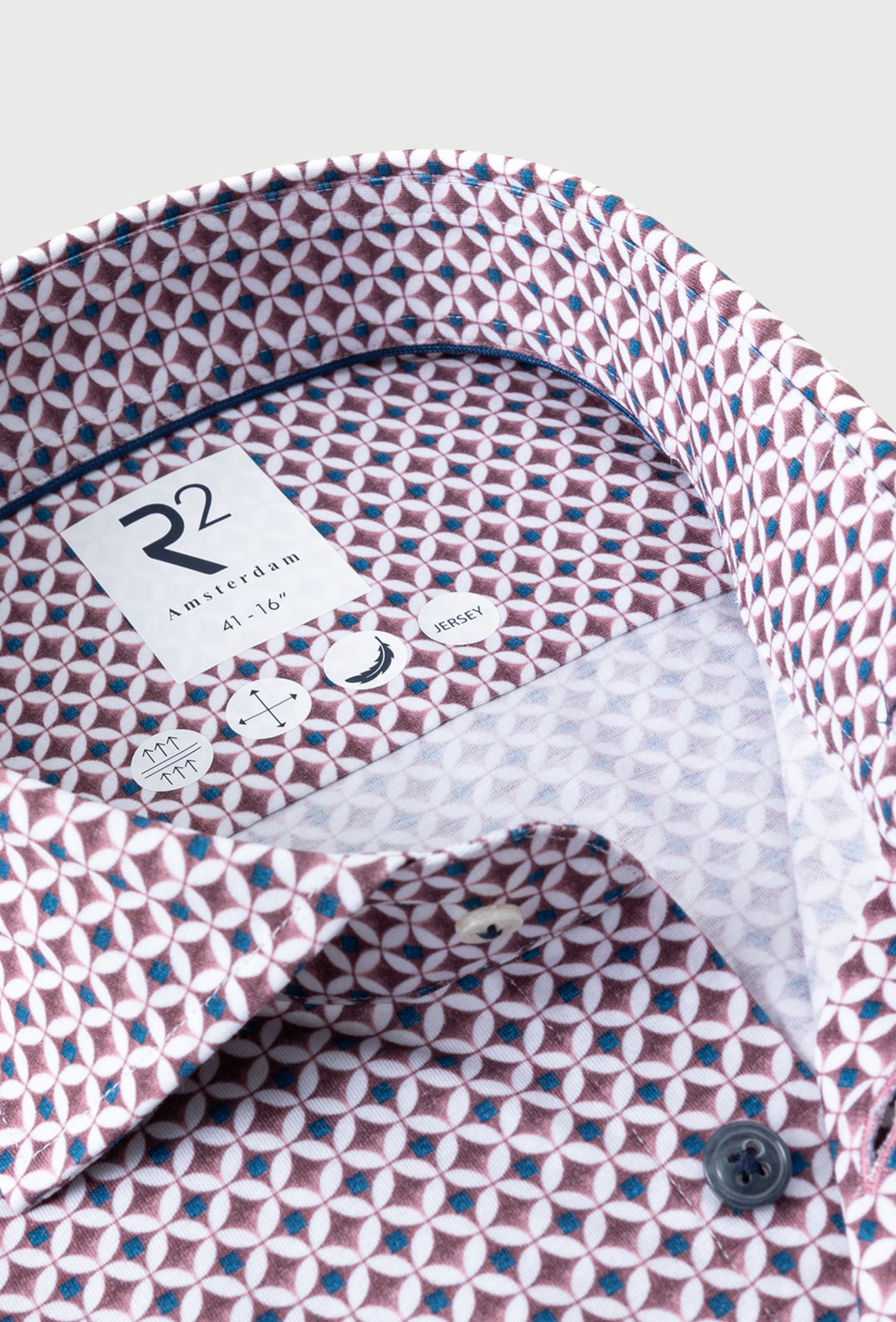 Burgundy Shirt in a Retro Geometric Print