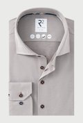Beige Shirt with Micro-Pattern and Detailing