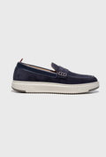 Elegant Navy Suede Moccasins