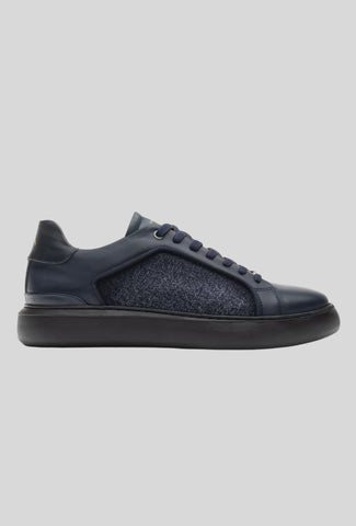 Navy blue leather sneakers Ambitious men's