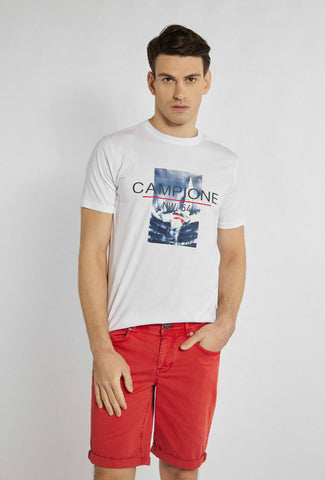 Wit t-shirt met nautische print in het midden