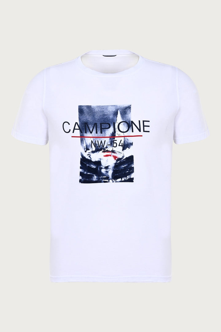 Wit t-shirt met nautische print in het midden